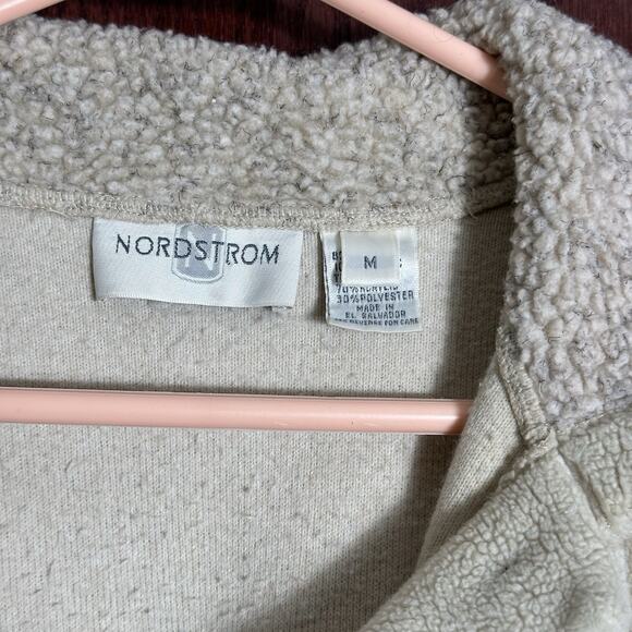 Nordstrom shacket sherpa fleece jacket cream M Cozy Coastal Y2K VTG grandpacore - Picture 2 of 4